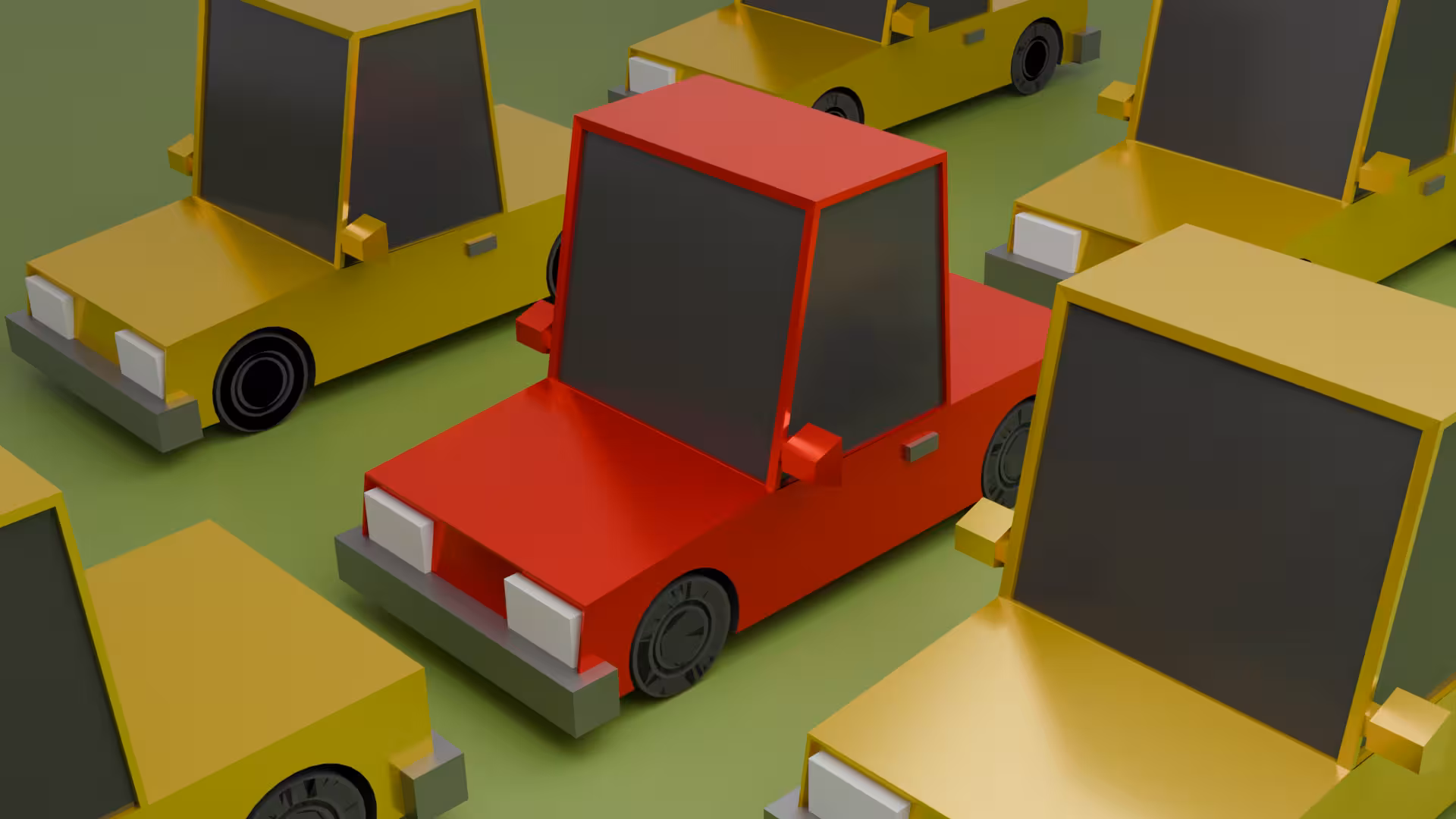 Stylized 3D render of toy cars